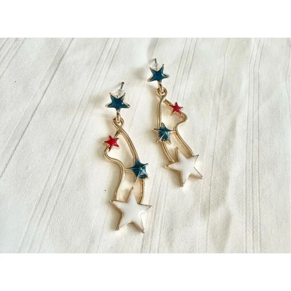 Red, white, andโblue star spangledโearrings